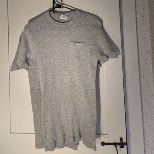 🩶 2 Vintage J.E. Morgan L Tough Tees T-Shirts Waffle Knit Poly Cotton blend